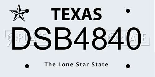 DSB4840 Texas License Plate