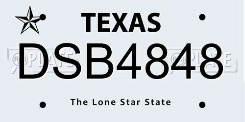 DSB4848 Texas License Plate