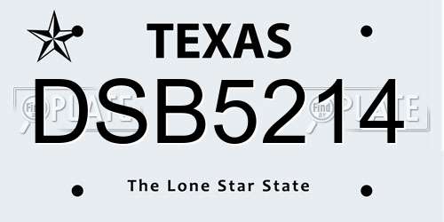 DSB5214 Texas License Plate
