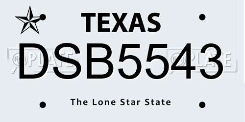 DSB5543 Texas License Plate
