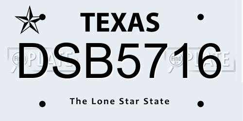 DSB5716 Texas License Plate
