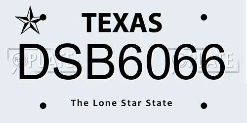 DSB6066 Texas License Plate
