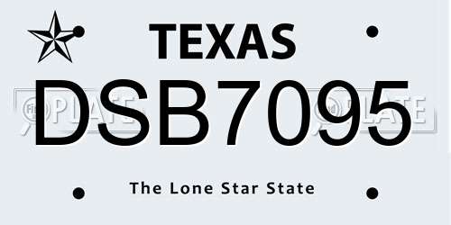 DSB7095 Texas License Plate