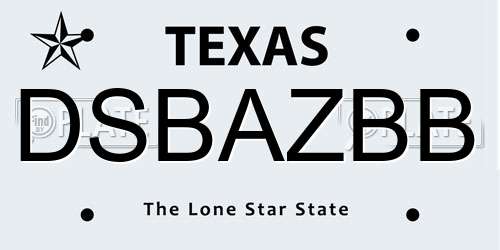DSBAZBB Texas License Plate