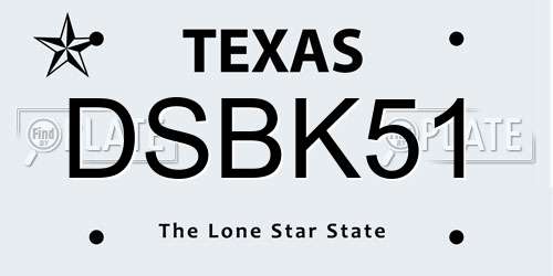 DSBK51 Texas License Plate