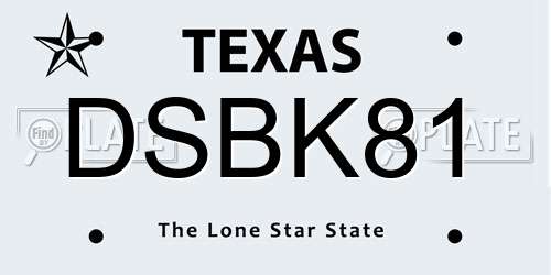 DSBK81 Texas License Plate