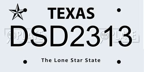 DSD2313 Texas License Plate