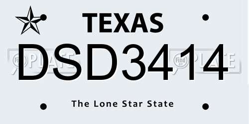 DSD3414 Texas License Plate
