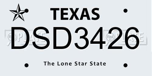 DSD3426 Texas License Plate
