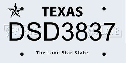 DSD3837 Texas License Plate