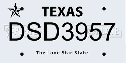 DSD3957 Texas License Plate