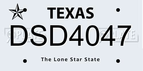 DSD4047 Texas License Plate