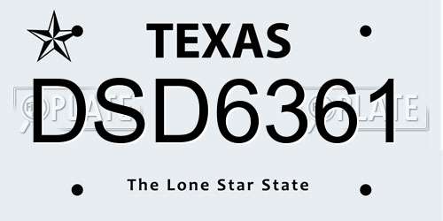 DSD6361 Texas License Plate