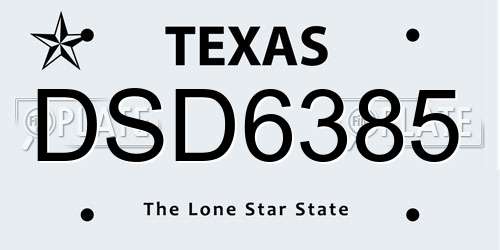 DSD6385 Texas License Plate