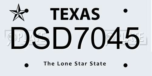 DSD7045 Texas License Plate