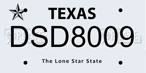 DSD8009 Texas License Plate
