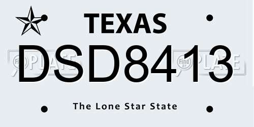 DSD8413 Texas License Plate