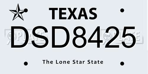 DSD8425 Texas License Plate