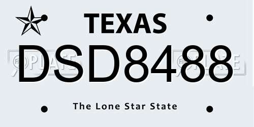 DSD8488 Texas License Plate