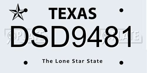 DSD9481 Texas License Plate