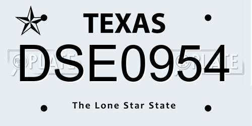 DSE0954 Texas License Plate