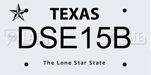 DSE15B Texas License Plate