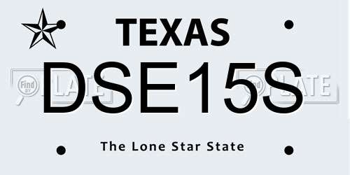 DSE15S Texas License Plate