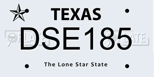 DSE185 Texas License Plate