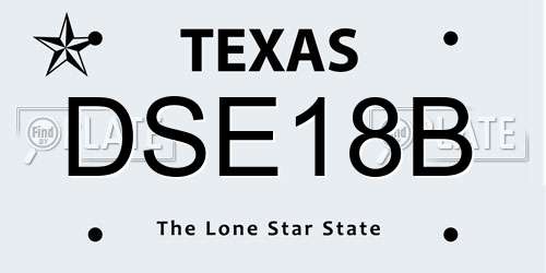 DSE18B Texas License Plate