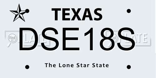 DSE18S Texas License Plate