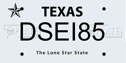 DSEI85 Texas License Plate