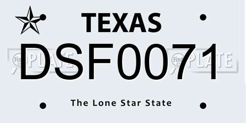 DSF0071 Texas License Plate