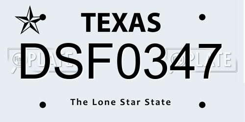 DSF0347 Texas License Plate