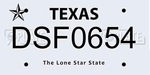 DSF0654 Texas License Plate
