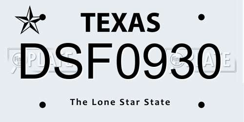 DSF0930 Texas License Plate