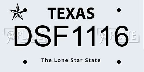 DSF1116 Texas License Plate