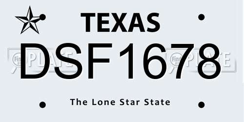 DSF1678 Texas License Plate