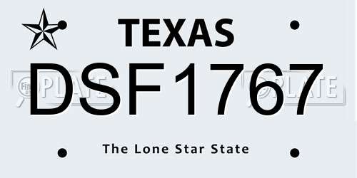 DSF1767 Texas License Plate