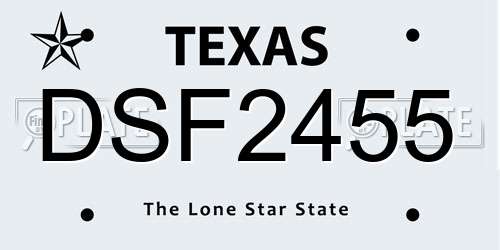 DSF2455 Texas License Plate