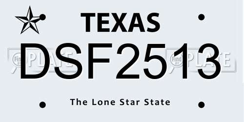 DSF2513 Texas License Plate