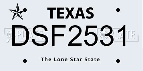 DSF2531 Texas License Plate