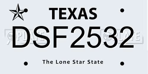 DSF2532 Texas License Plate