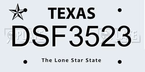 DSF3523 Texas License Plate