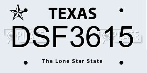 DSF3615 Texas License Plate