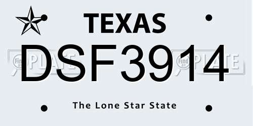 DSF3914 Texas License Plate