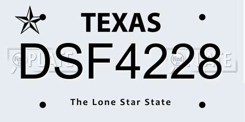 DSF4228 Texas License Plate