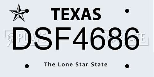 DSF4686 Texas License Plate