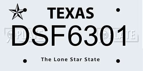 DSF6301 Texas License Plate