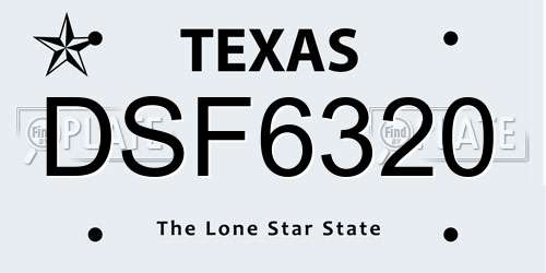 DSF6320 Texas License Plate