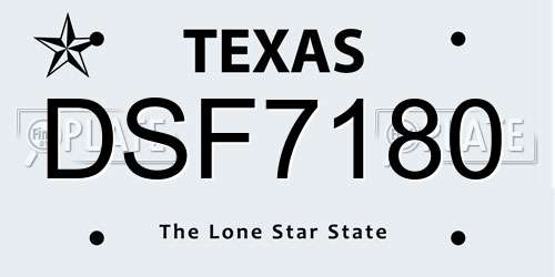 DSF7180 Texas License Plate